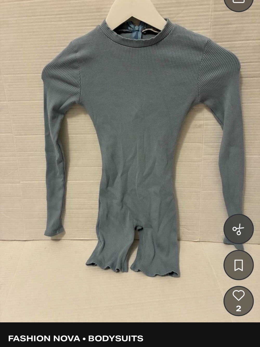 Fashion Nova Kids Long-Sleeve Ribbed One-Piece Bodysuit - Slate